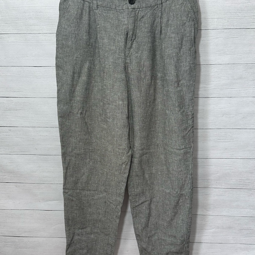 A New Day Women's Grey Linen & Rayon Zipper Front Boho Loose Pants Size 4